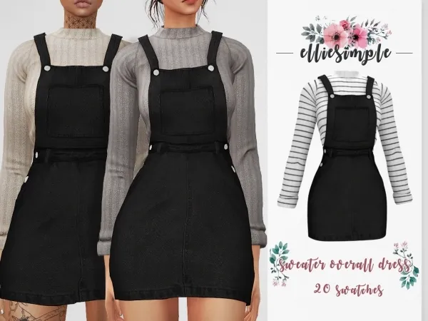 Elliesimple Sweater Overall Dress - The Sims 4 Custom Content