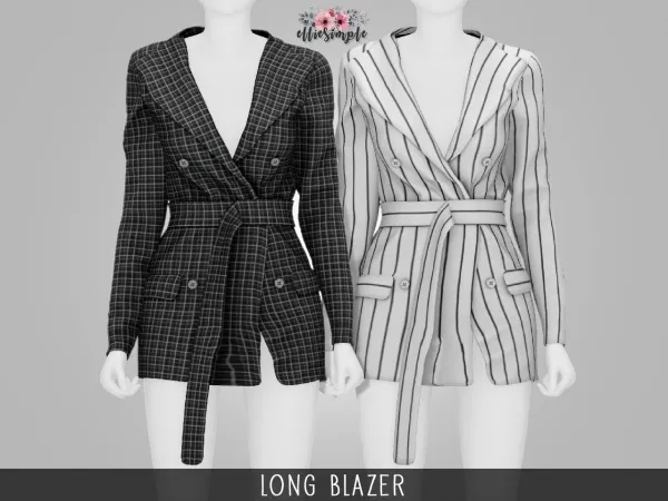 Alpha Elliesimple Long Blazer - The Sims 4 Custom Content