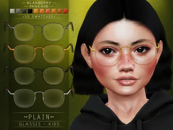 Alpha Blahberry Pancake Plain Glasses KIDS - The Sims 4 Custom Content
