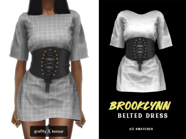 Alpha Brooklynn Belted Dress - The Sims 4 Custom Content
