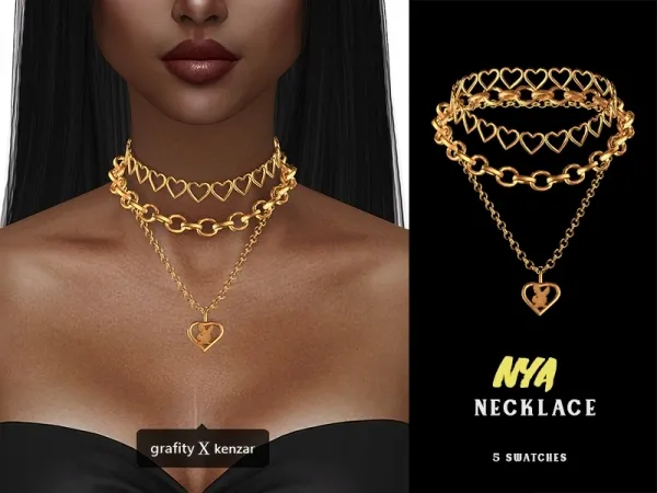 Alpha Nya Layered Necklace - The Sims 4 Custom Content