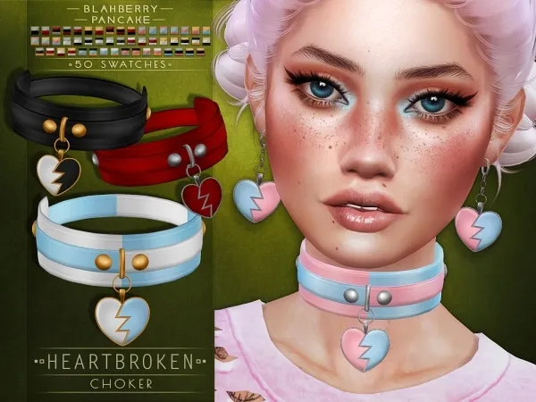 Alpha Blahberry Pancake Heartbroken Choker by blahberry-pancake - The Sims 4 Custom Content