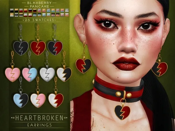 Alpha Blahberry Pancake Heartbroken Earrings by blahberry-pancake - The Sims 4 Custom Content