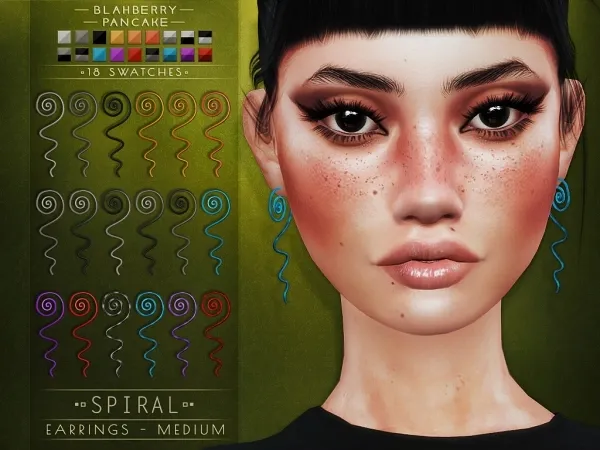 Alpha Blahberry Pancake Spiral Earrings MEDIUM by blahberry-pancake - The Sims 4 Custom Content