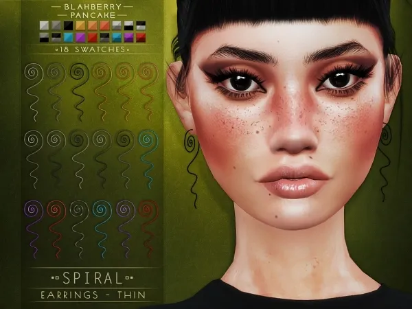 Alpha Blahberry Pancake Spiral Earrings THIN by blahberry-pancake - The Sims 4 Custom Content