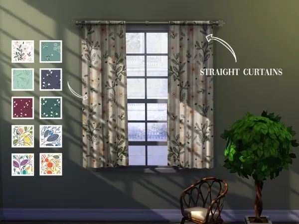 Straight curtains 01 by celinaccsims
