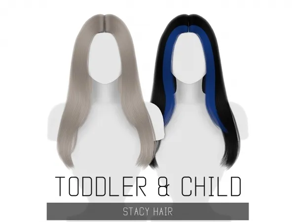 Alpha STACY HAIR TODDLER CHILD SOLIDS - The Sims 4 Custom Content