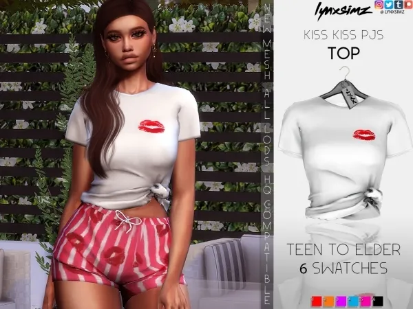 Alpha Lynxsimz KissKiss PJ Top - The Sims 4 Custom Content