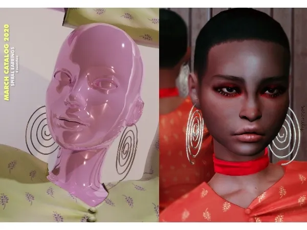 Alpha Spiral Earrings - The Sims 4 Custom Content