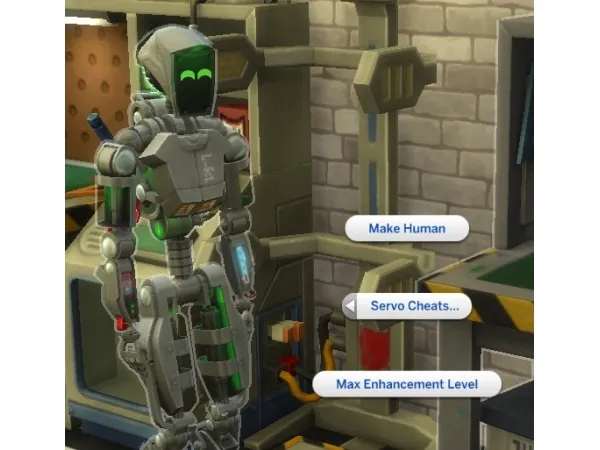 Mix Servo Cheats Max Your Servo's Enhancement Level or Turn it Human by simsfinds - The Sims 4 Custom Content