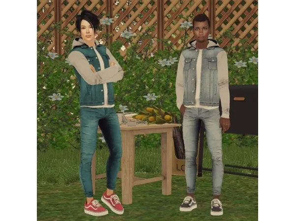 Hooded denim jacket Skinny jeans for by aklira - The Sims 2 Custom Content