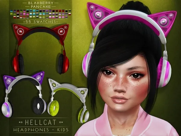 Alpha Blahberry Pancake Hellcat Headphones KIDS by blahberry-pancake - The Sims 4 Custom Content