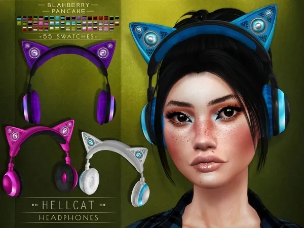 Alpha Blahberry Pancake Hellcat Headphones - The Sims 4 Custom Content