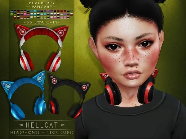 Alpha Blahberry Pancake Hellcat Headphones KIDS Necklace Category by blahberry-pancake - The Sims 4 Custom Content