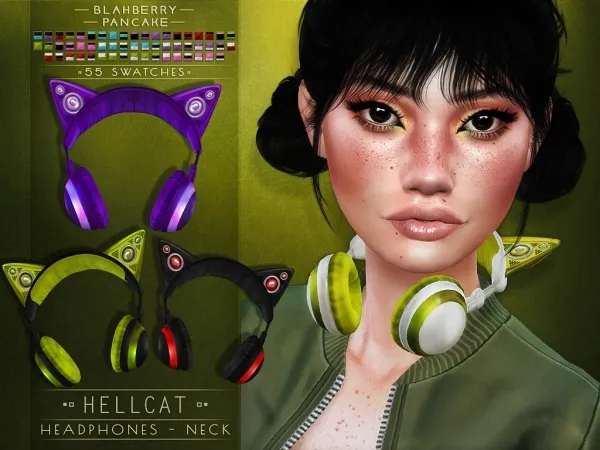Maxis Match Blahberry Pancake Hellcat Headphones Necklace Category by blahberry-pancake - The Sims 4 Custom Content
