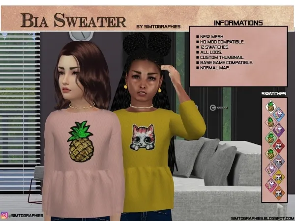Alpha Bia Sweater - The Sims 4 Custom Content