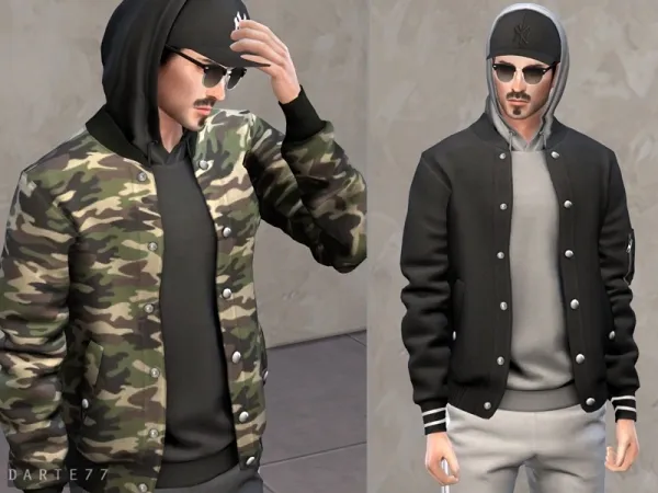 Alpha Bomber Jacket with Hoodie (Cap) - The Sims 4 Custom Content