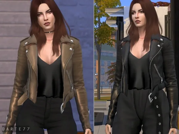 Alpha Biker Leather Jacket (Tank Top) - The Sims 4 Custom Content