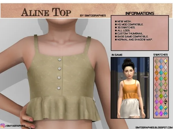 Alpha Aline Top - The Sims 4 Custom Content