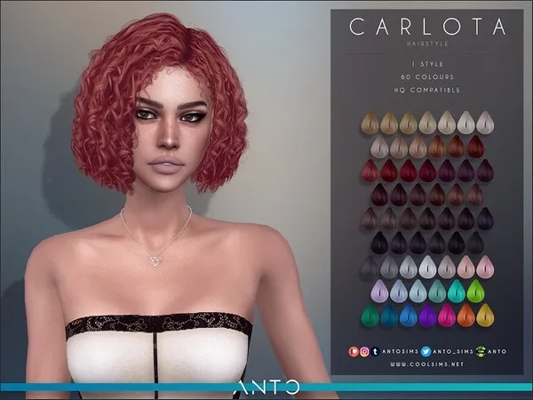 Alpha Anto Carlota Hairstyle - The Sims 4 Custom Content