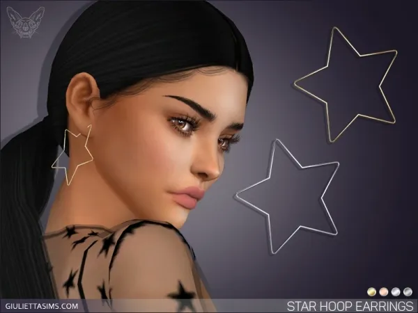 Alpha Star Hoop Earrings - The Sims 4 Custom Content
