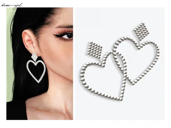 Alpha [ dreamgirl ] pearl heart earrings - The Sims 4 Custom Content
