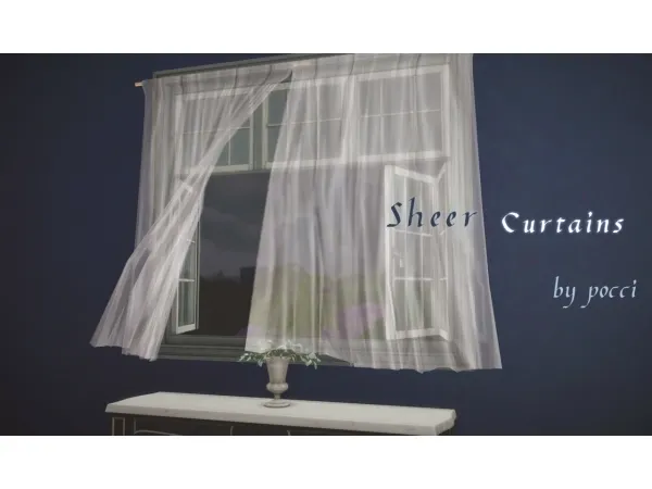 Alpha pocci sheer curtain by simsfinds - The Sims 4 Custom Content
