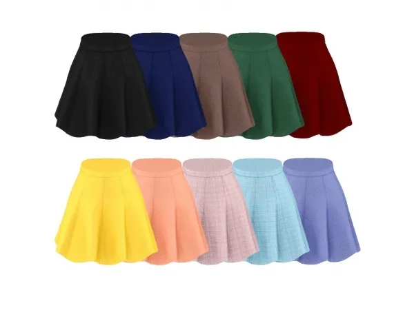 Mix wave line flare skirt seol by yun - The Sims 4 Custom Content