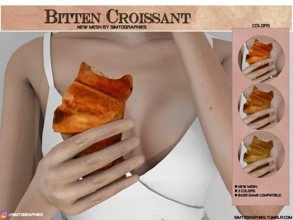 Alpha Bitten Croissant (Acc Obj Poses) - The Sims 4 Custom Content