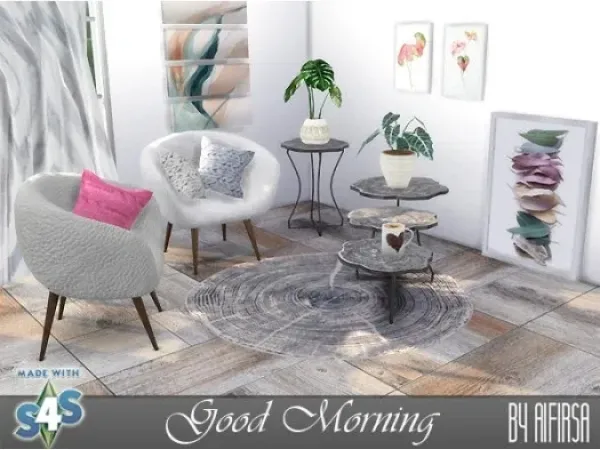 Alpha A set of furniture and decor GoodMorning - The Sims 4 Custom Content