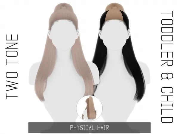 Alpha PHYSICAL HAIR TODDLER CHILD TWO TONE - The Sims 4 Custom Content