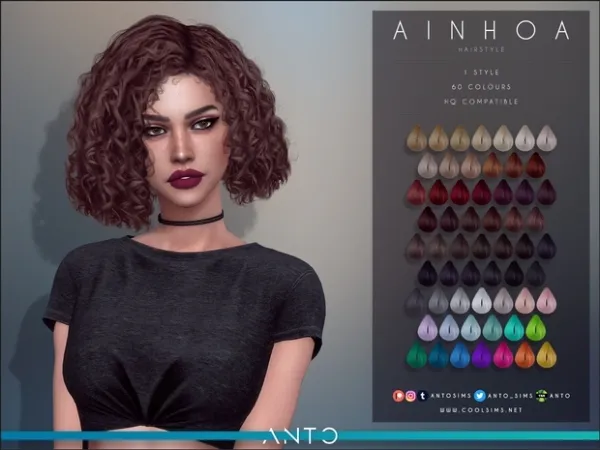 Alpha Ainhoa Hairstyle by anto - The Sims 4 Custom Content