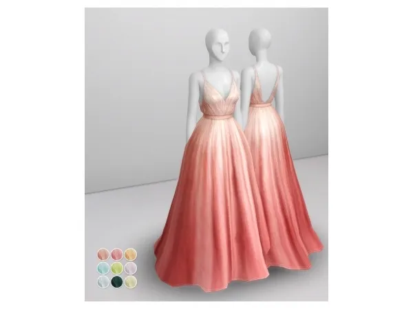 Mix Peach Silk Gown by rusty - The Sims 4 Custom Content