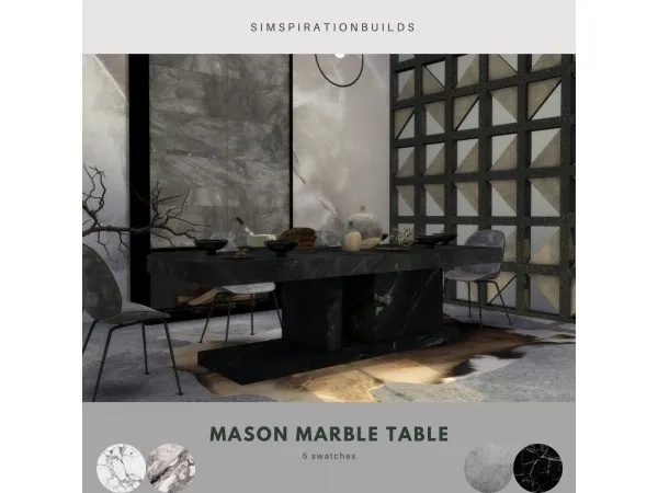 Alpha SimspirationBuilds Mason Marble Table - The Sims 4 Custom Content