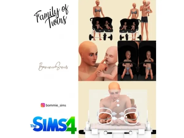 Alpha Family Of Twins Posepack - The Sims 4 Custom Content