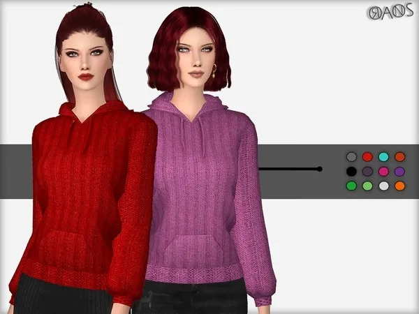 Mix Knit Hoodie [Female] - The Sims 4 Custom Content