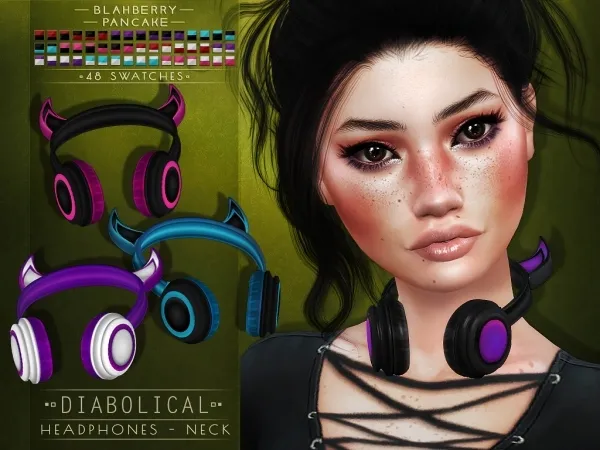 Alpha Blahberry Pancake Diabolical Headphones NECK VERSION - The Sims 4 Custom Content
