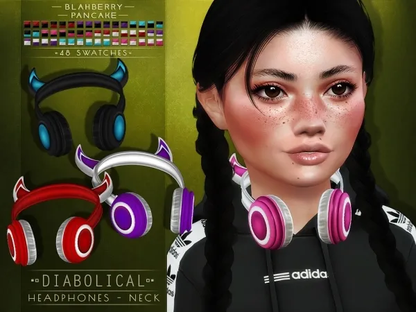 Alpha Blahberry Pancake Diabolical Headphones KIDS NECK VERSION - The Sims 4 Custom Content