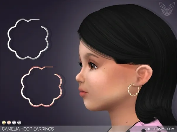 Alpha Camelia Hoop Earrings For Toddlers - The Sims 4 Custom Content