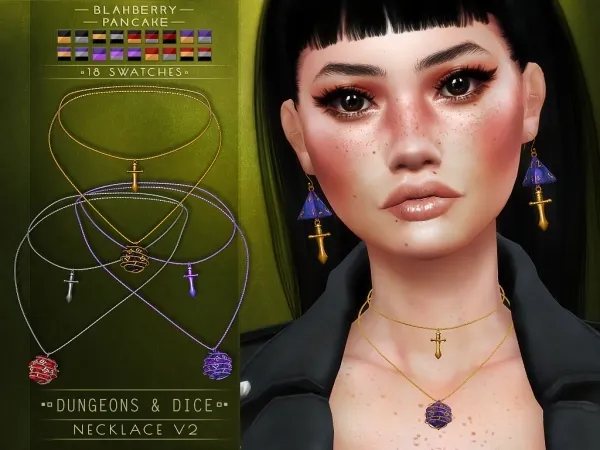 Maxis Match Blahberry Pancake Dungeons Dice Necklace V2 - The Sims 4 Custom Content