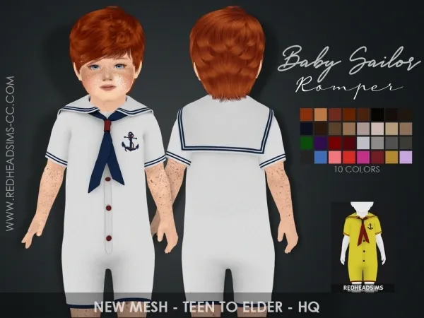 Maxis Match BABY SAILOR ROMPER - The Sims 4 Custom Content