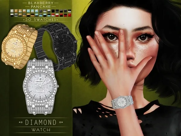 Maxis Match Blahberry Pancake Diamond Watch (female) - The Sims 4 Custom Content