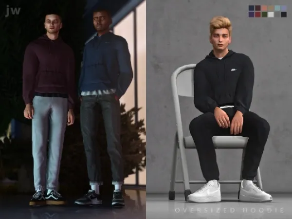 Alpha oversized hoodie sims by jwofles - The Sims 4 Custom Content