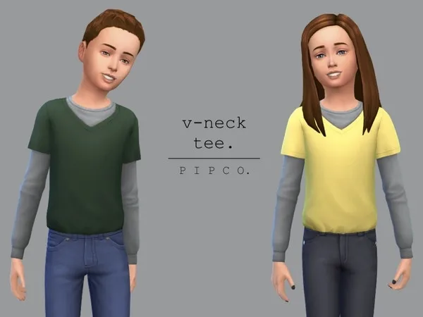 Maxis Match v neck tee (with sweater) - The Sims 4 Custom Content