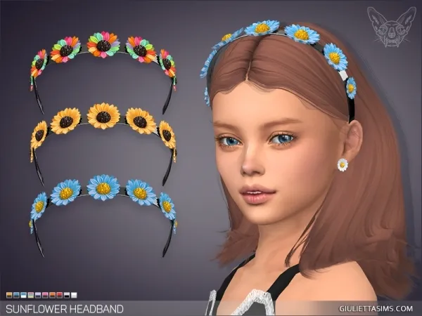 Alpha Sunflower Headband For Kids - The Sims 4 Custom Content