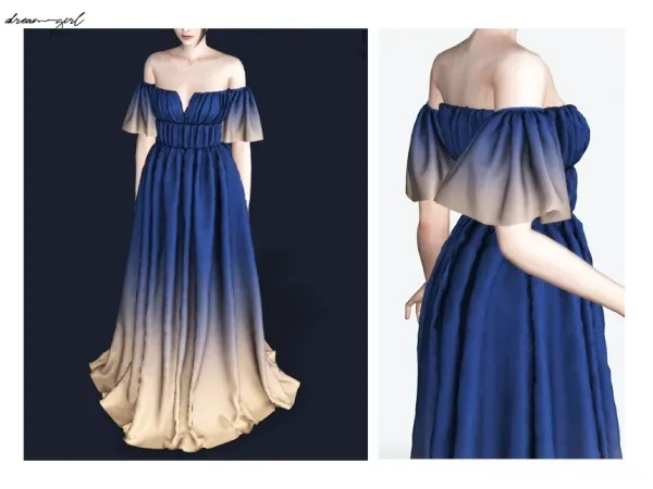 Alpha [ dreamgirl ] gradient gown - The Sims 4 Custom Content