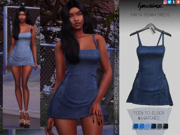 Alpha Lynxsimz Maya Denim Dress by lynxsimz - The Sims 4 Custom Content
