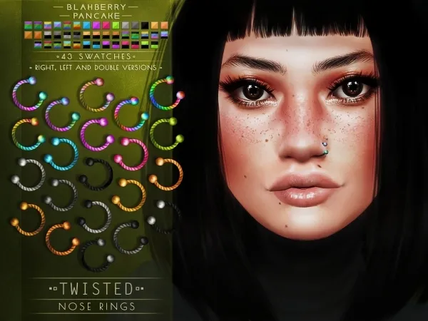 Alpha Blahberry Pancake Twisted Nose Rings (unisex) - The Sims 4 Custom Content