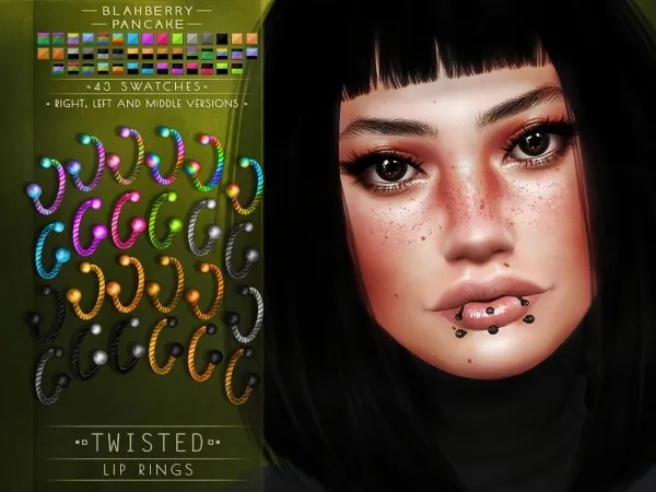 Maxis Match Blahberry Pancake Twisted Lip Rings (unisex) - The Sims 4 Custom Content