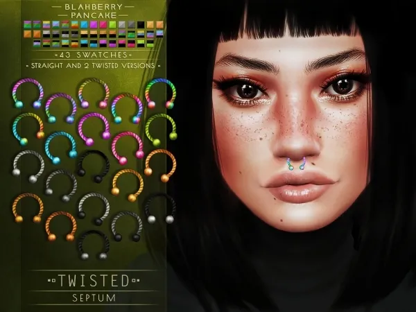 Alpha Blahberry Pancake Twisted Septums (unisex) - The Sims 4 Custom Content
